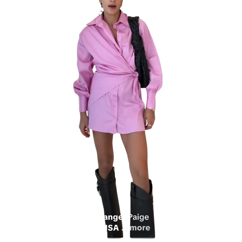 Rangel Pink New Paige Wrap Dress Cotton Size S Small Nwt